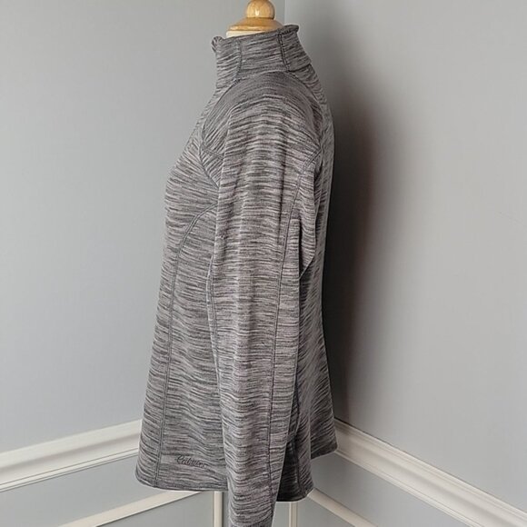 CABELA'S Gray Space Dyed Marled 1/2 Zip Mock Neck Fleece Athleisure Active Top L - Picture 2 of 10
